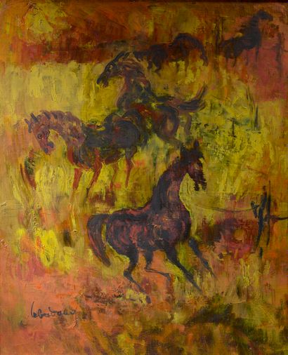 null Dang LEBADANG (Vietnam, Bich La Dông, 1921 - Paris, 2015).

Wild horses on a...