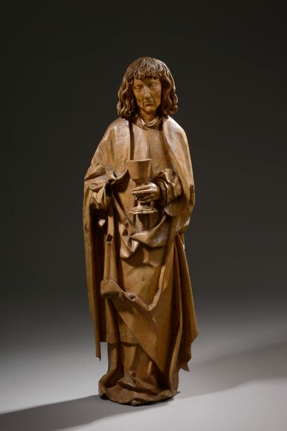 
Saint Jean en tilleul sculpté, le dos creusé...