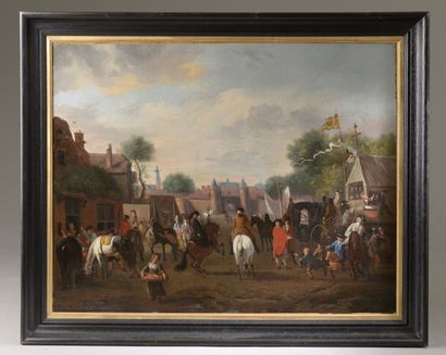 null Attribué à Jan van HUCHTENBURCH (Pays-Bas, Haarlem, 1647 - Amsterdam, 1733).

Jour...