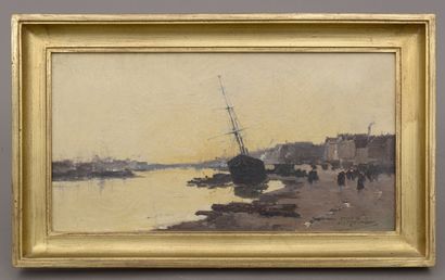 null Ferdinand BONHEUR (1817 - 1887).

Le port animé au couchant. 

Huile sur toile...