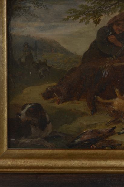 null Adriaen de GRYEF (Anvers, 1670 - Bruxelles, 1715).

Retour de chasse.

Panneau.

Haut....