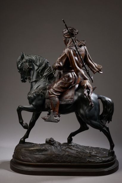 null Émile-Coriolan GUILLEMIN (Paris, 1841-1907). 

Arab rider.

Regula with brown...