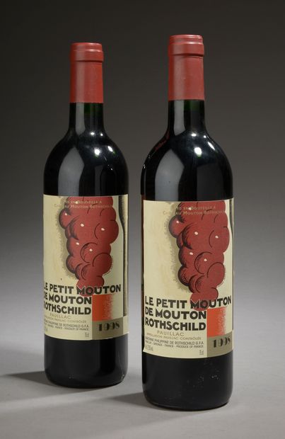 2 bouteilles LE PETIT MOUTON, Pauillac 1998...