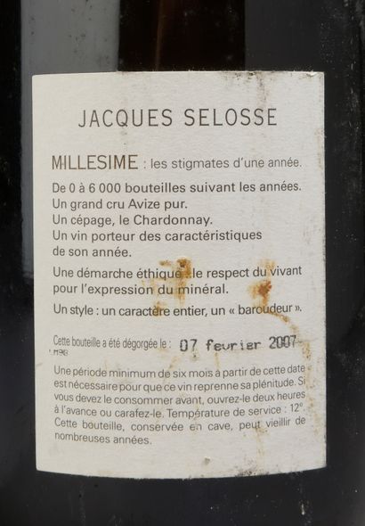 null 1 bouteille CHAMPAGNE "Grand Cru Blanc de Blancs", Jacques Selosse 1998 (dégorgée...