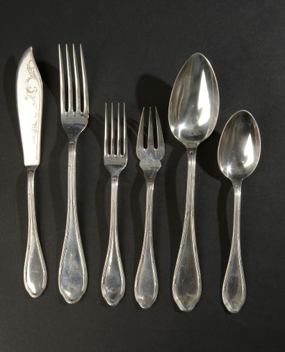 null Twelve small spoons out of silver gilded 950 thousandths, the spatula violonnée...