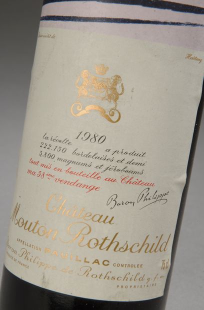 null 1 bouteille Château MOUTON-ROTHSCHILD, 1° cru Pauillac 1980 (et, etla)