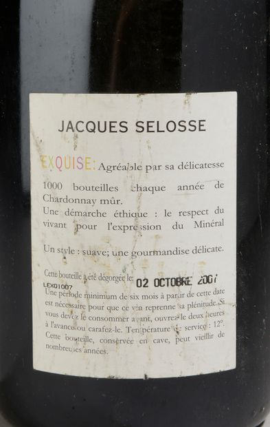null 1 bouteille CHAMPAGNE "Exquise", Jacques Selosse (et, dégorgée en octobre 2007...