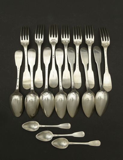 null Set of flatware model (shades of models) in silver 950 thousandths.

It includes...