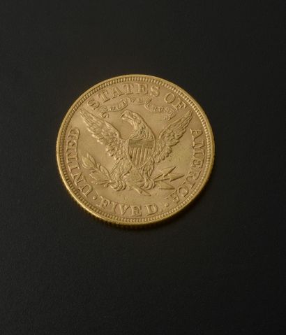 
Gold coin of 5 American Dollars with the...