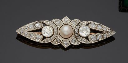 null Brooch in 18k yellow gold and 800 thousandths platinum with fifty-six old or...