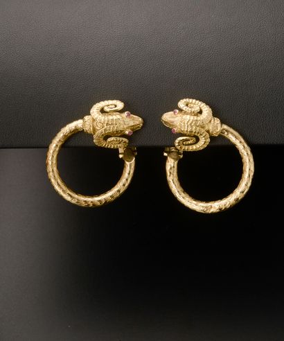 Pair of 18k yellow gold ear clips featuring...