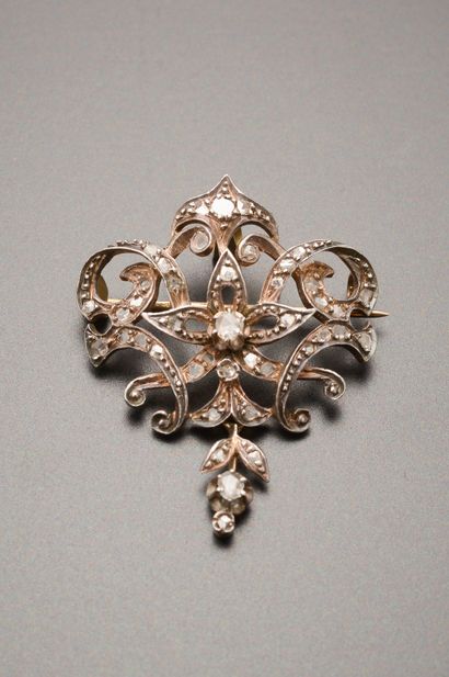 Pendant brooch in 18k yellow gold and 800...