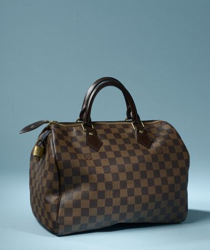 null LOUIS VUITTON "Speedy".

Sac à main en toile enduite Damier ébène, les deux...