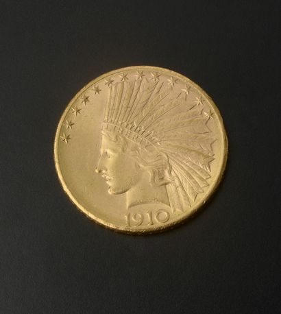null Gold coin of 10 American Dollars with the Indian head dating from 1910. 

Diameter...