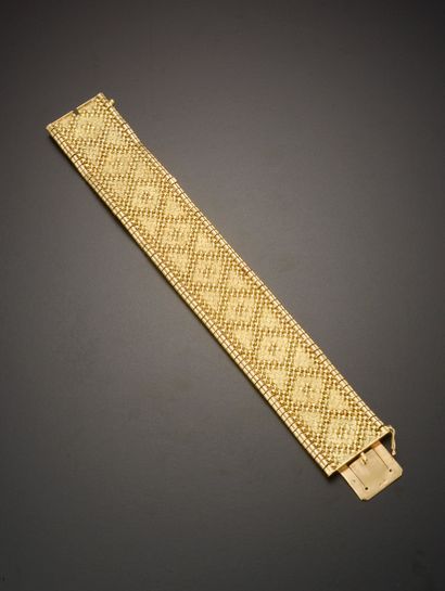 Bracelet manchette en or jaune 18k à maille...