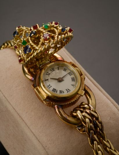 null 18k yellow gold secret wristwatch, round case concealed under a filigree gold...