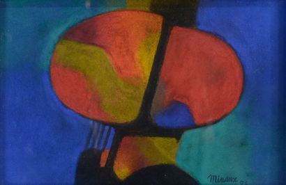 null André MINAUX (1923-1986).

Colored abstraction. 

Watercolor and gouache signed...