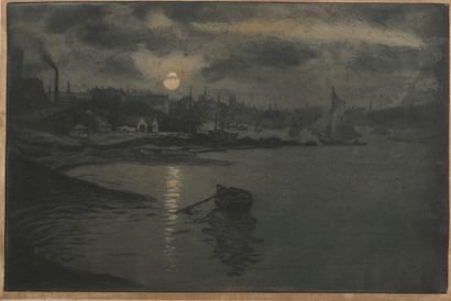 null Théophile Alexandre STEINLEN (1859-1923).

Barque et village au clair de lune....