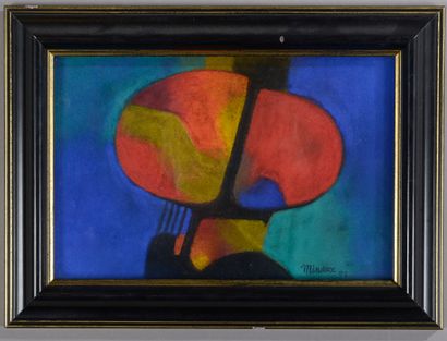 null André MINAUX (1923-1986).

Abstraction colorée. 

Aquarelle et gouache signée...