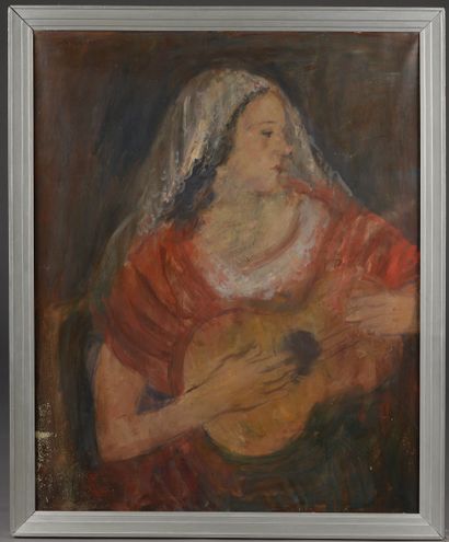 null Joachim WEINGART (1895-1945).

Woman with a guitar.

Oil on canvas signed in...