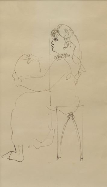 null Christian Jacques BÉRARD (1902-1949).

Femme assise.

Dessin à la plume.

A...