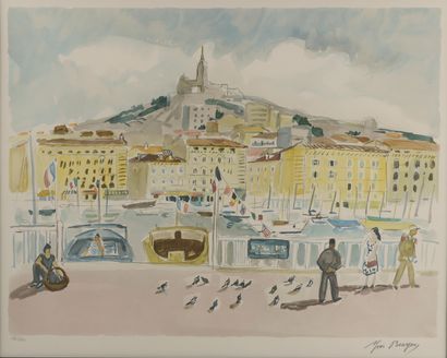 null Yves BRAYER (1907-1990).

Le Vieux Port à Marseille.

Lithographie signée en...