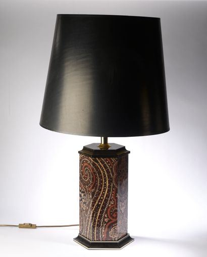 null Table lamp of octagonal section in laminate printed with Indian model "Baghdad",...