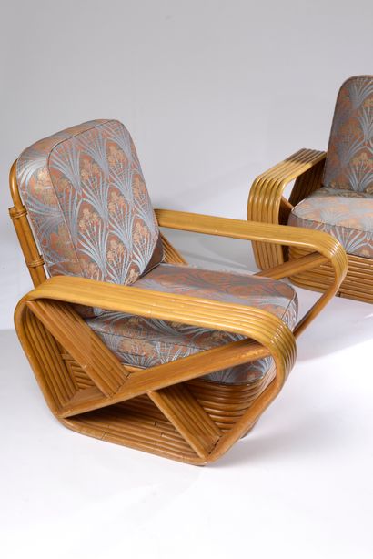 null Paul Théodore FRANKL (1886-1958).

Pair of large armchairs with flat back and...