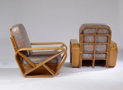 null Paul Théodore FRANKL (1886-1958).

Pair of large armchairs with flat back and...