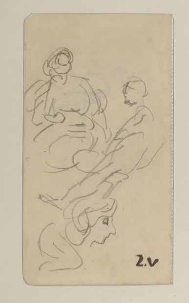 null Louis VALTAT (1869-1952).

Study of women.

Pencil drawing on a sketchbook sheet,...