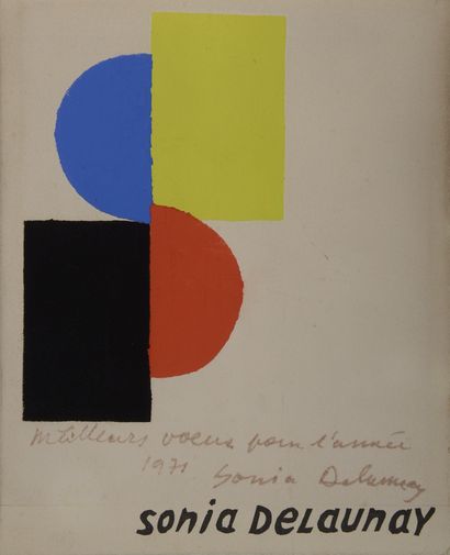 null Sonia DELAUNAY (1885-1979).

Untitled, greeting card for the year 1971

Gouache...