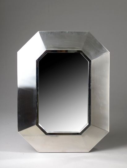 Octagonal mirror, the frame with large square...