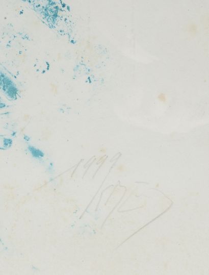 null En Joong KIM (né en 1940).

Composition abstraite en bleu.

Lithographie signée...