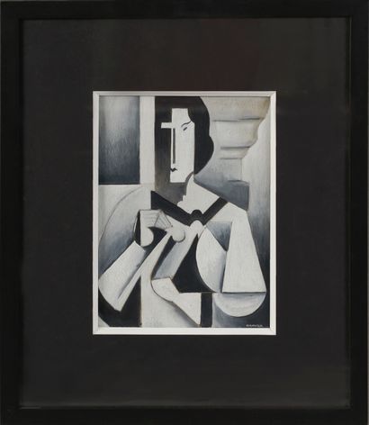 BEAUMSTEIR (XXe siècle).

Portrait cubiste.

Gouache...