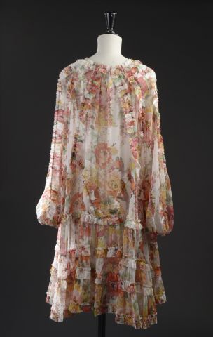 null ZIMMERMANN.

Dress in chiffon with polychrome floral pattern with multiple braids,...