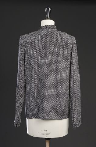 null LANVIN.

Black silk shirt with cream polka dot pattern, the collar and sleeves...