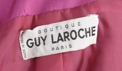 null GUY LAROCHE.

Fuchsia pink satin jacket, closed with rhinestone jewel buttons...