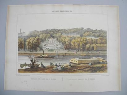 DEROY, milieu du XIXe siècle «Palais et Parc de St-Cloud» Lithographie (piqûres)...