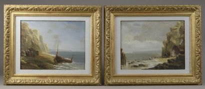 null School of Dieppe (19th century). 

Views of the coast.

Two oils on canvas dated...