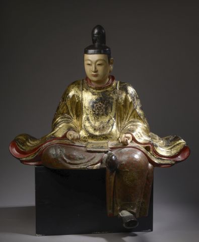 null JAPAN - MEIJI period (1868-1912).

Dignitary in polychrome and gilded wood,...