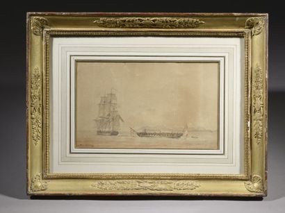 null Nicholas POCOCK (1740-1821).

Catch of War - Towing of a French Frigate.

Watercolor...