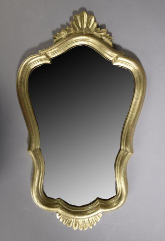 Rectangular curved mirror with wood frame...