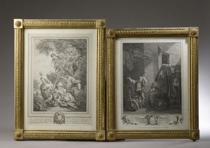 null D'après Pierre Antoine BAUDOIN (1723-1769).

"Rose et Colas" et "Les cerises".

Paire...