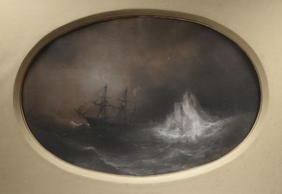 null Barthélemy LAUVERGNE (1805-1871).

Navire par gros temps, au vent d'un iceberg.

Dessin...