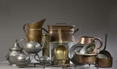 Set in pewter and brass (wear of use) including...