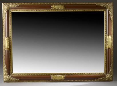 Lacquered and gilded wood mirror (small chips)...