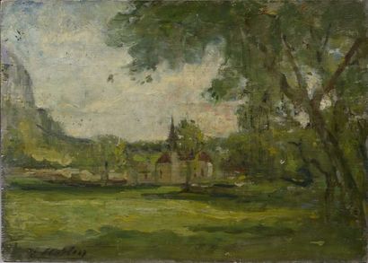 null MARTIN (Lyon school of the 19th or 20th century).

Bell tower in the countryside.

Oil...