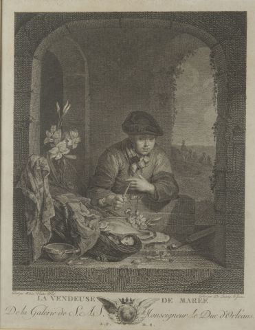 null D'après Adrian VAN DER WERFF (1659-1722).

"La vendeuse de marée" et "Le vendeur...