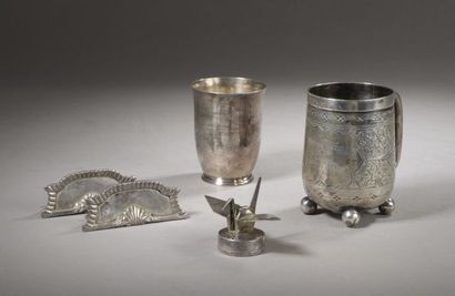 Foreign silver set including: 

- an AC kettledrum;

-...