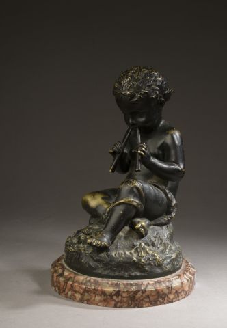 null After Étienne Maurice Falconet

Child playing aulos. 

Bronze with brown patina,...